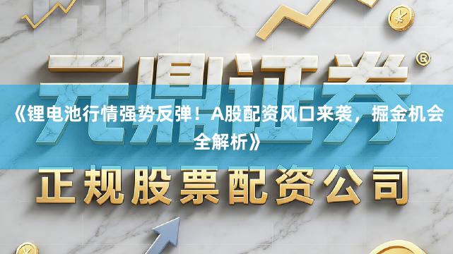 《锂电池行情强势反弹！A股配资风口来袭，掘金机会全解析》