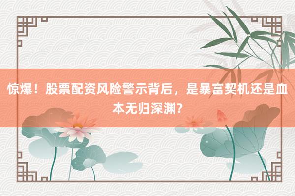 惊爆！股票配资风险警示背后，是暴富契机还是血本无归深渊？